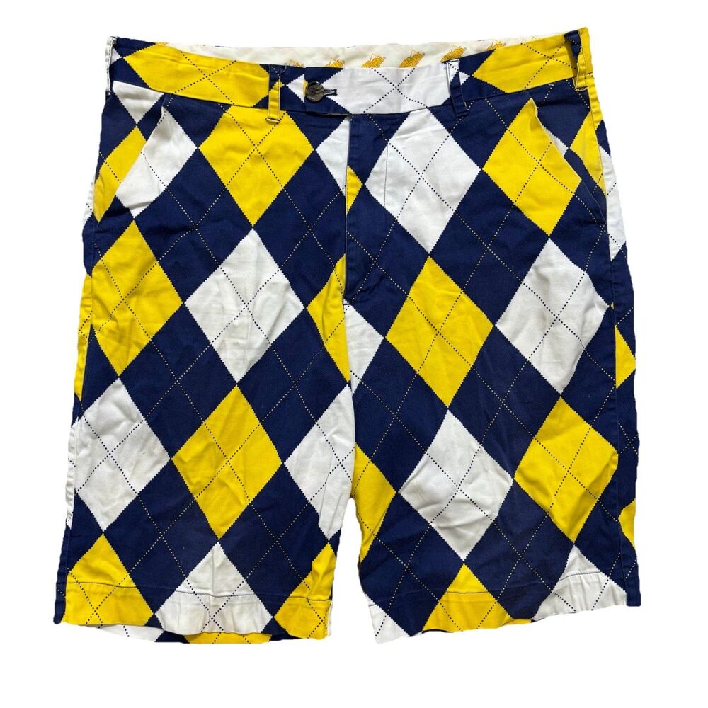 Loudmouth Golf Shorts Men’s Sz 36 Blue Argyle Diamond Country Club Preppy